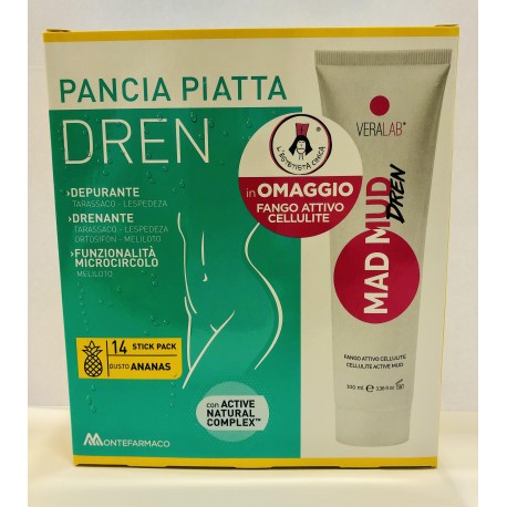 PANCIA PIATTA DREN 14BUSTINE ANANAS + MAD MUD DREN FANGO ATTIVO ANTICELLULITE BY VERALAB ESTETISTA CINICA