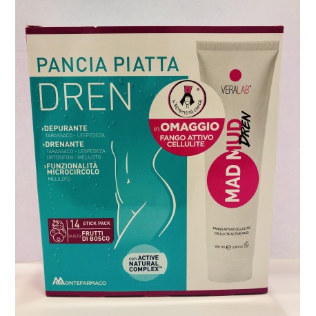 PANCIA PIATTA DREN 14BUSTINE FRUTTI DI BOSCO + MAD MUD DREN FANGO ATTIVO ANTICELLULITE BY VERALAB ESTETISTA CINICA